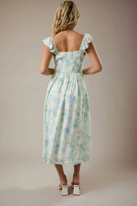 Le Lis - Short Flutter Sleeve Midi Dress With Floral Print