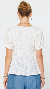 Current Air - Floral Embroidery Babydoll Blouse