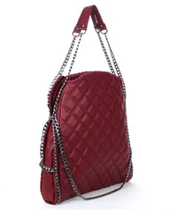 STEVE MADDEN Women's Quilted Tote Bag in wine - women's bag - alternate view