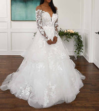 Essence Of Australia - Off-shoulder Lace Wedding Dress