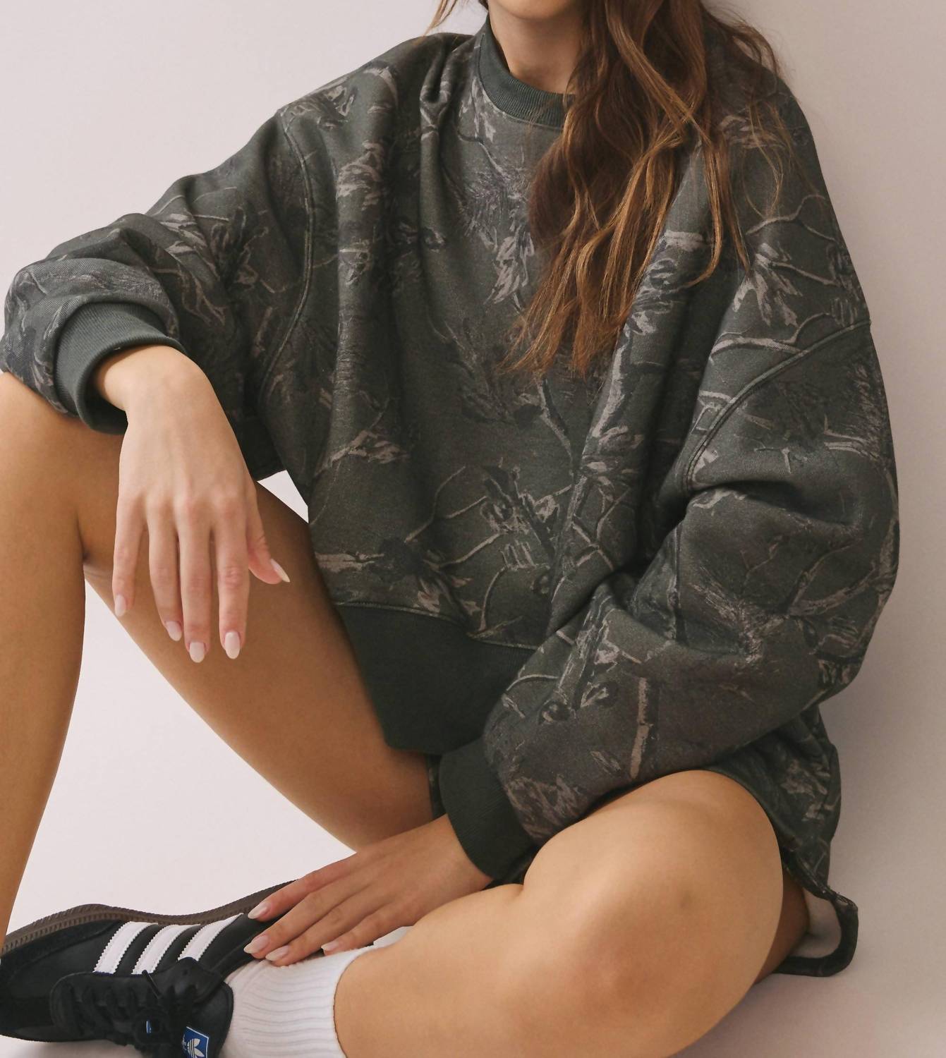 Tcec - Camouflage Print Dropped Shoulders Sweatshirt