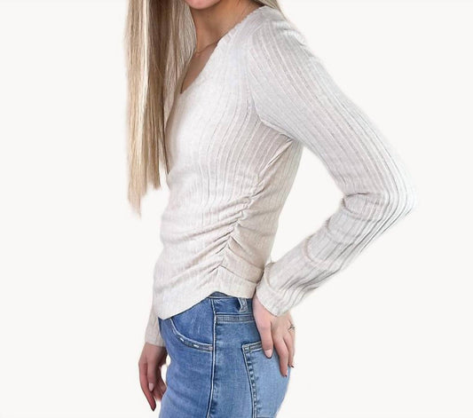 Shewin Inc. - Ribbed V Neck Long Sleeve Top