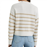 Rails Women's Geneva Cardigan in sand stripe - women's cardigan - detail view