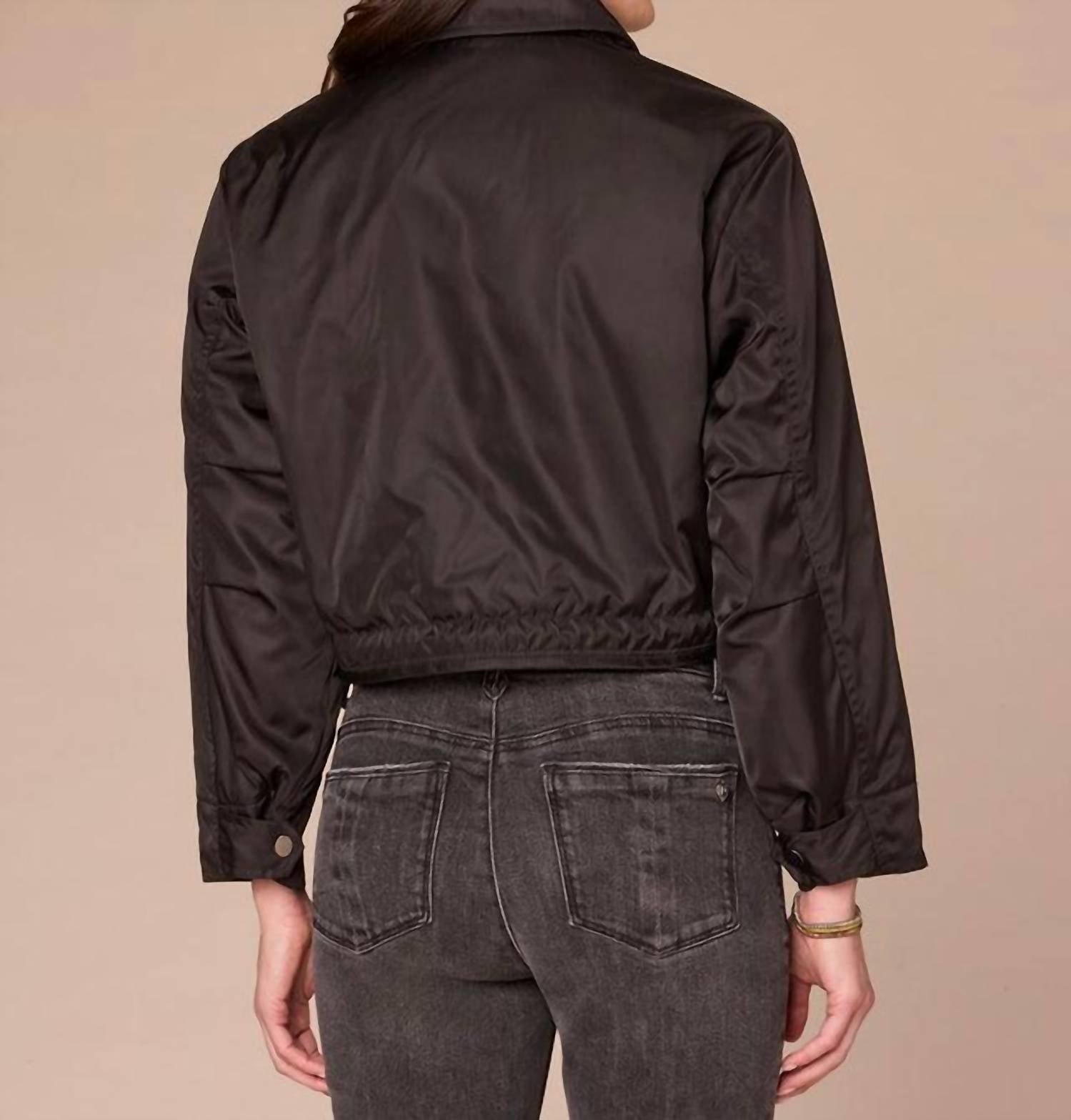 Democracy Cropped Reversible Jacket With Oversized Patch Pockets in black grey - women's jacket - view 4