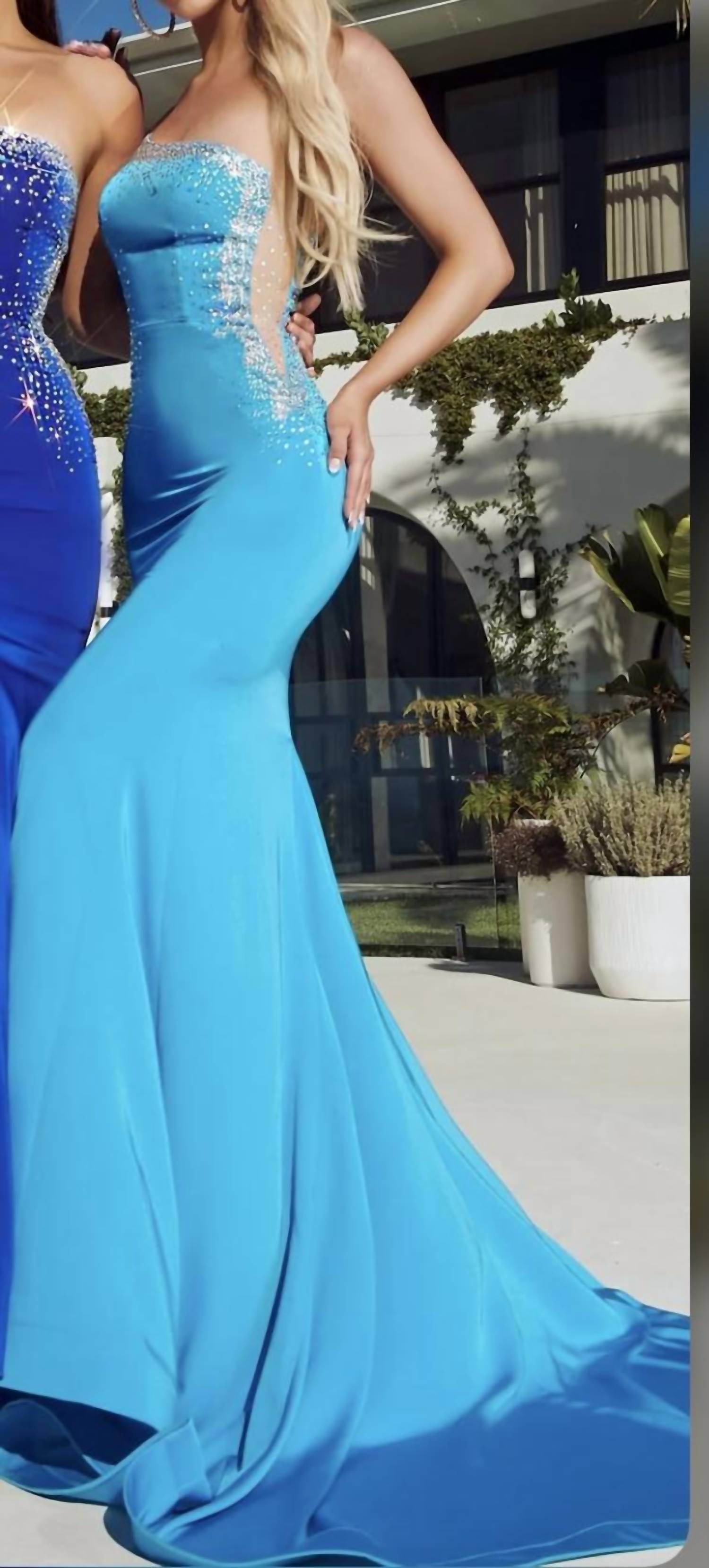 Portia&Scarlett - One shoulder mesh side beaded gown