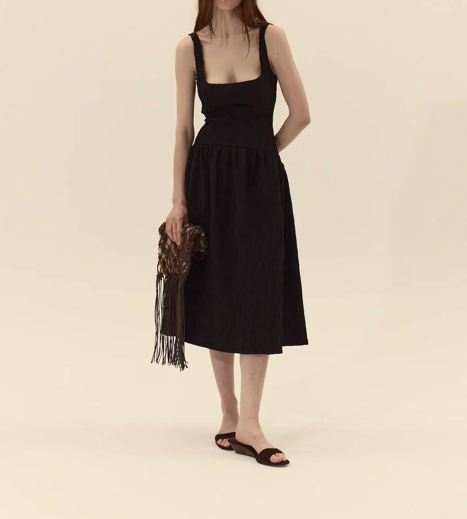 Deluc - Vedra Square Neck & Wide Shoulder Dress