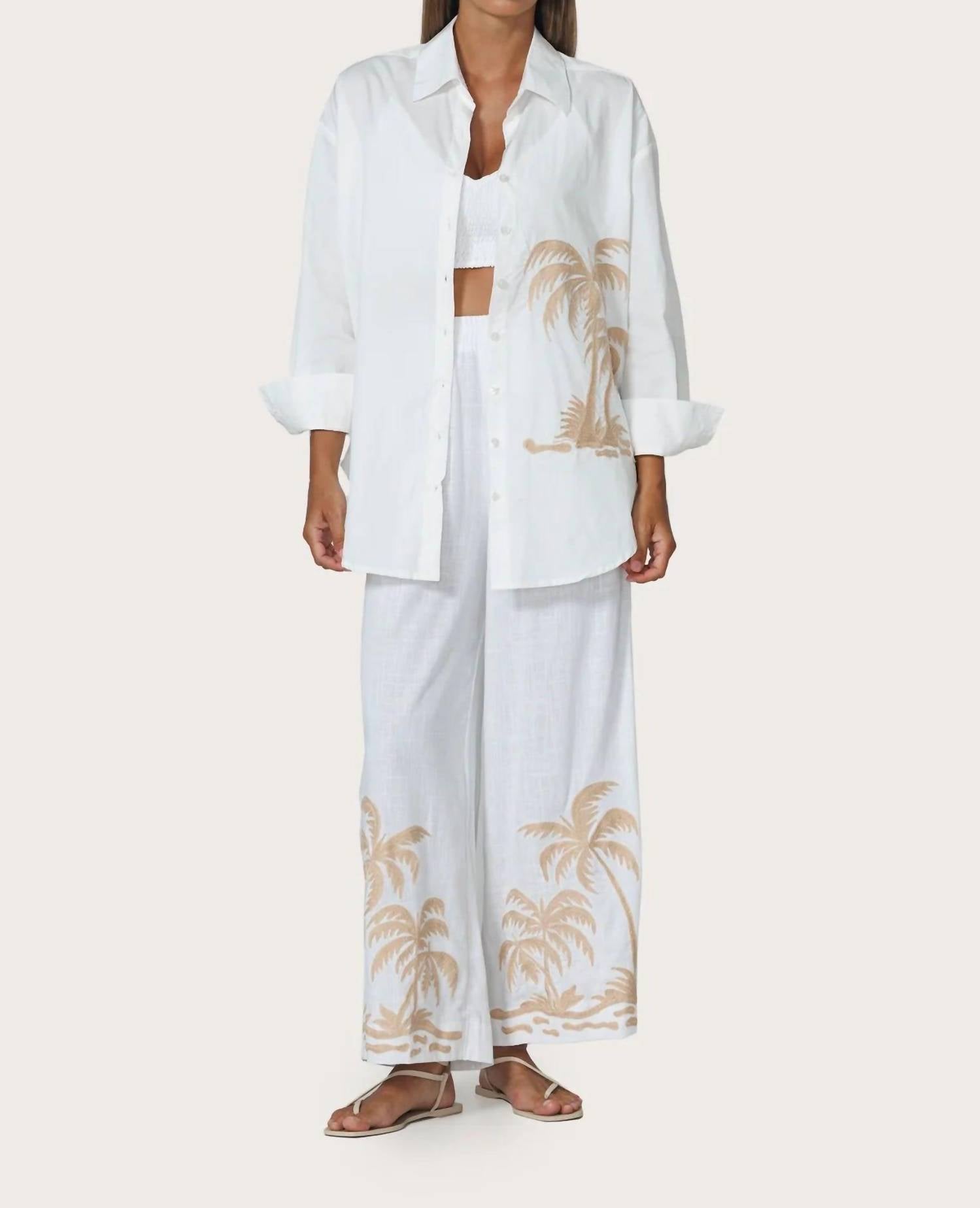 LUSANA Embroidered Shirt in palma - women's shirt - detail view