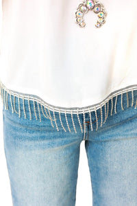 Maelani Top With Rhinestone Fringe