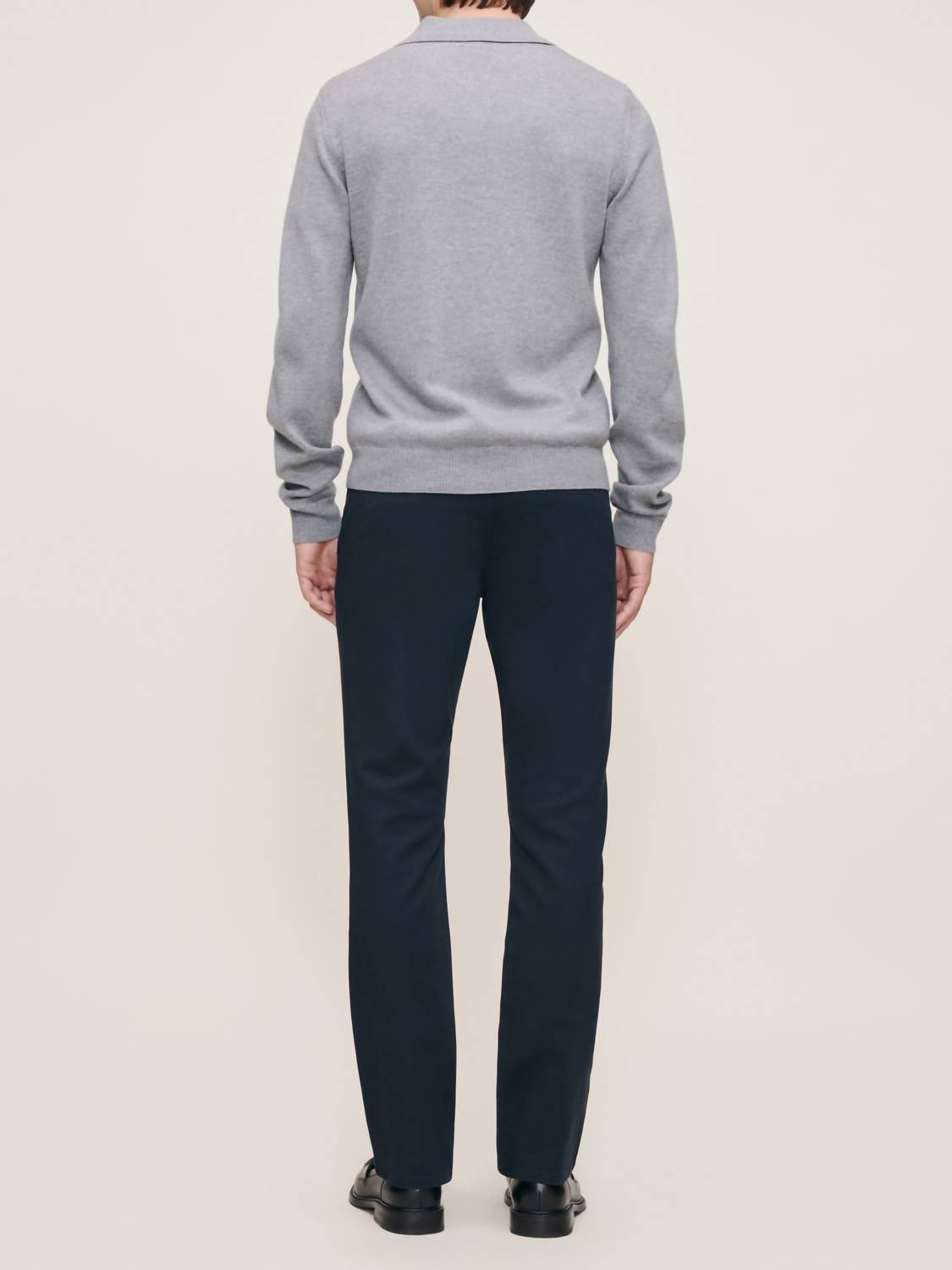 DL1961 - Men's Long Sleeve Knit Polo in grey melange - men's long sleeve top - alternate view