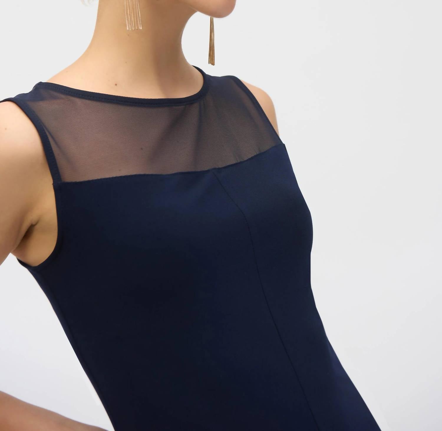 Joseph Ribkoff - Mesh Yoke Sleeveless Tunic Top