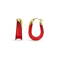Gold & Honey - Women's Sculpted U Lucite Birthstone Hoop Earrings