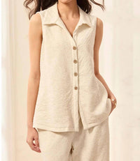 Tribal - Sleeveless Button Front Top