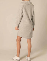 P.CILL Butter Modal Quarter Zip Long Sleeve Dress in heather grey - women's dress - alternate view
