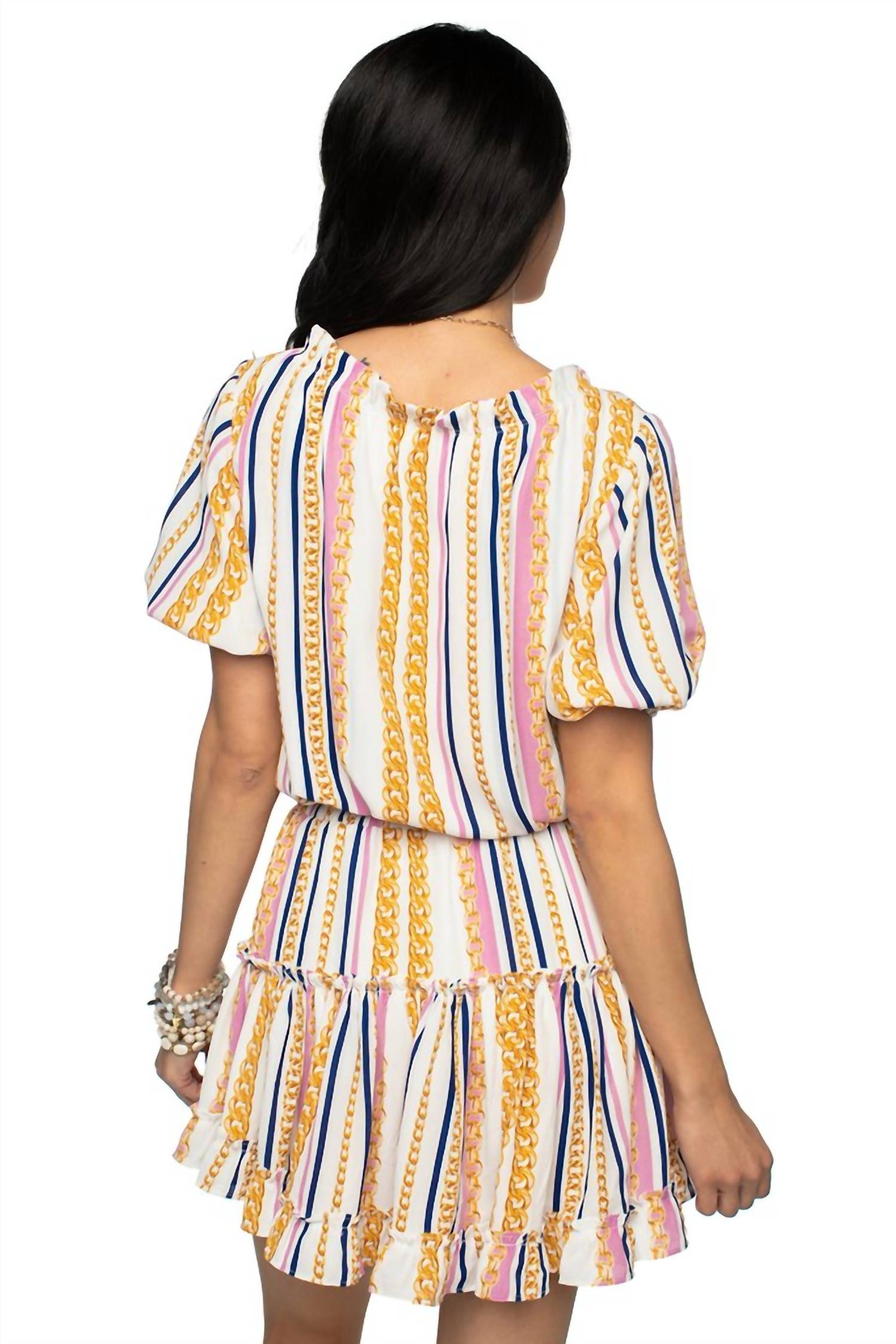 Ray Miami Short Dress w/ Chain Print Detail
