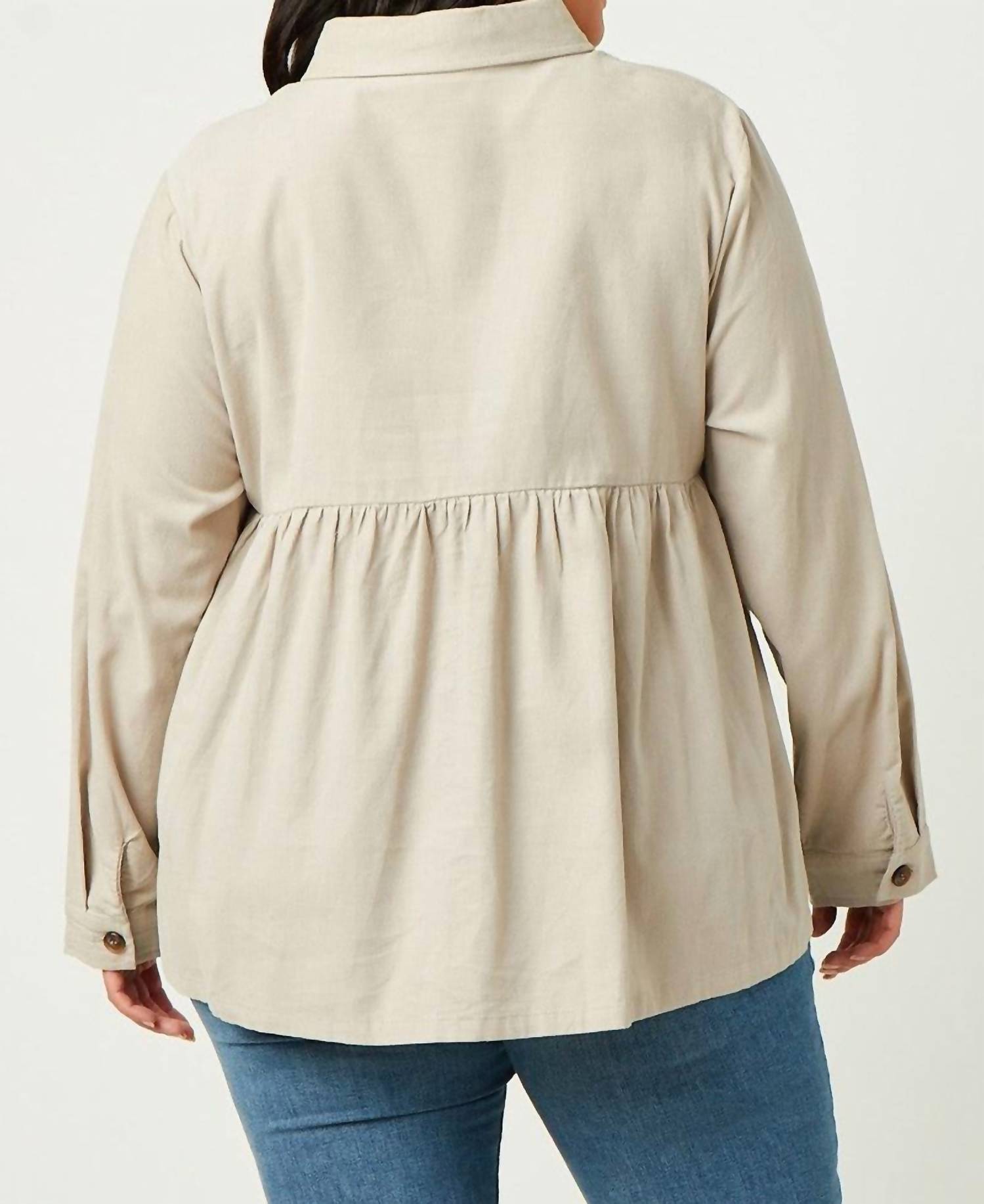 Hayden La - Corduroy Button Up Peplum Shirt