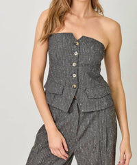 Mystree - Sparkling Pinstripe Strapless Suit Top