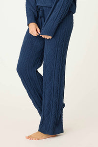 PJ Salvage Midnight Cozy Cable Pants in midnight navy - women's pants - alternate view