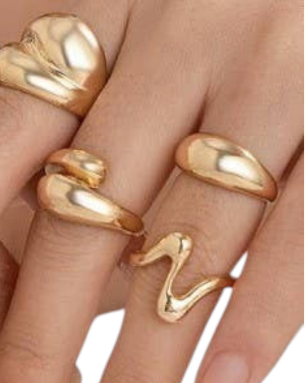 Josslyn By Wall To Wall - Women's Abstract Boho 4-piece Stackable Rings