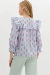 Entro - Blossom Ruffle Shoulder Blouse