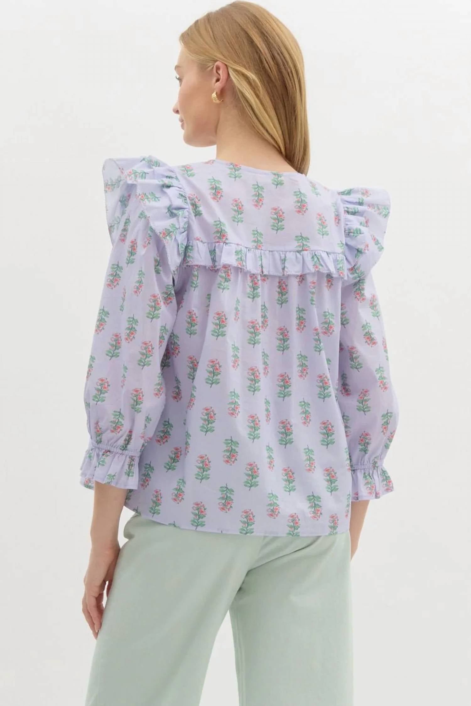 Entro - Blossom Ruffle Shoulder Blouse