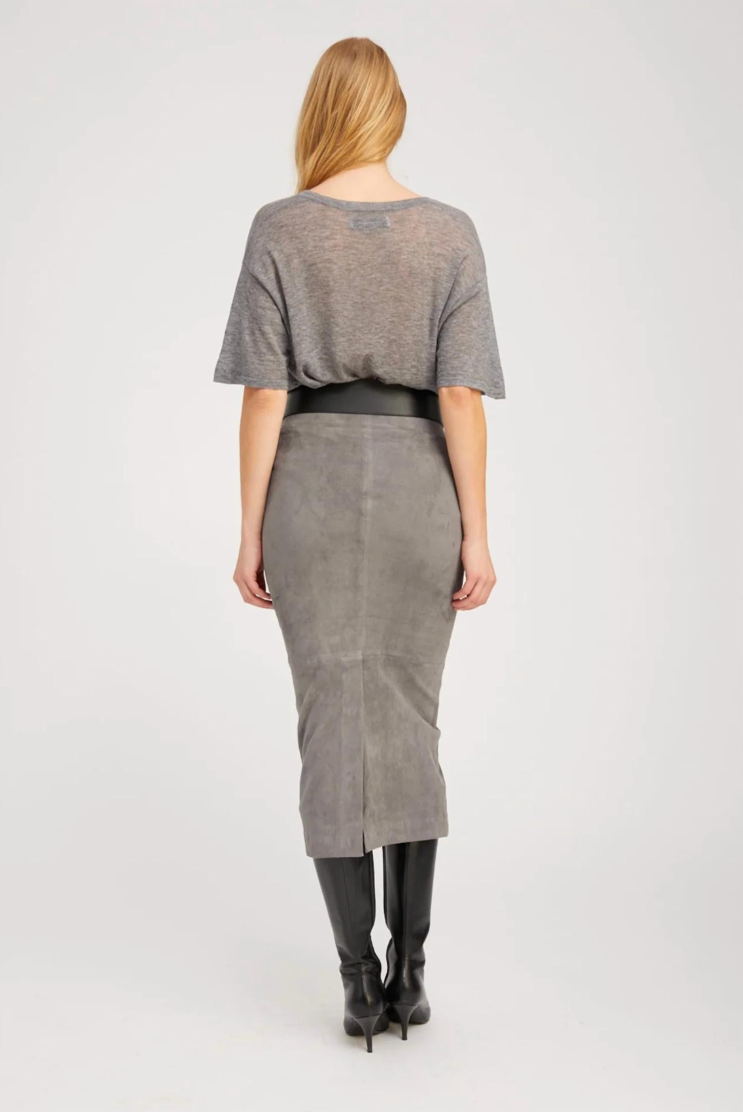 SPRWMN Tube Skirt in castle grey - women's skirt - alternate view