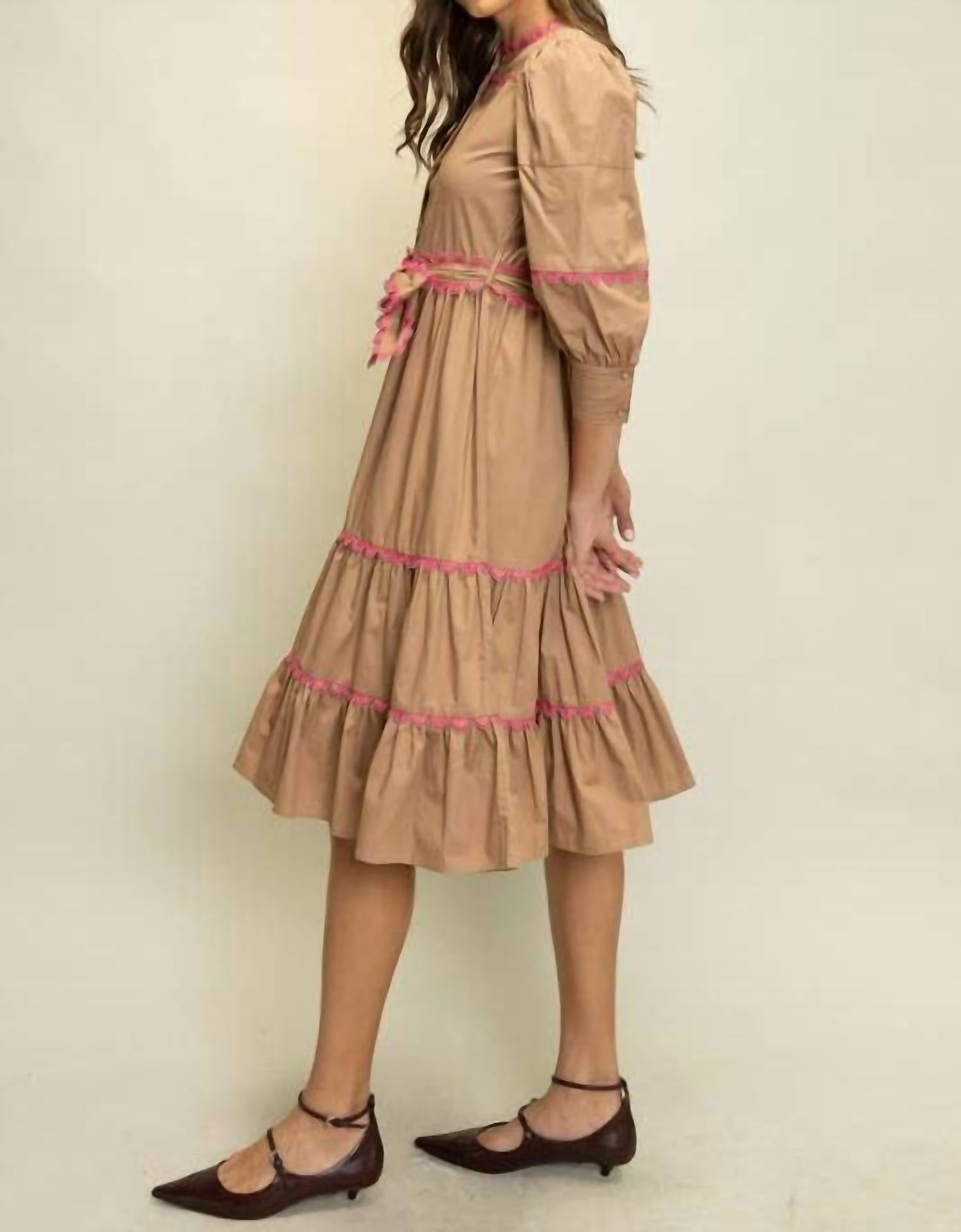 Heyson - Scallop Trim Tiered Midi Dress