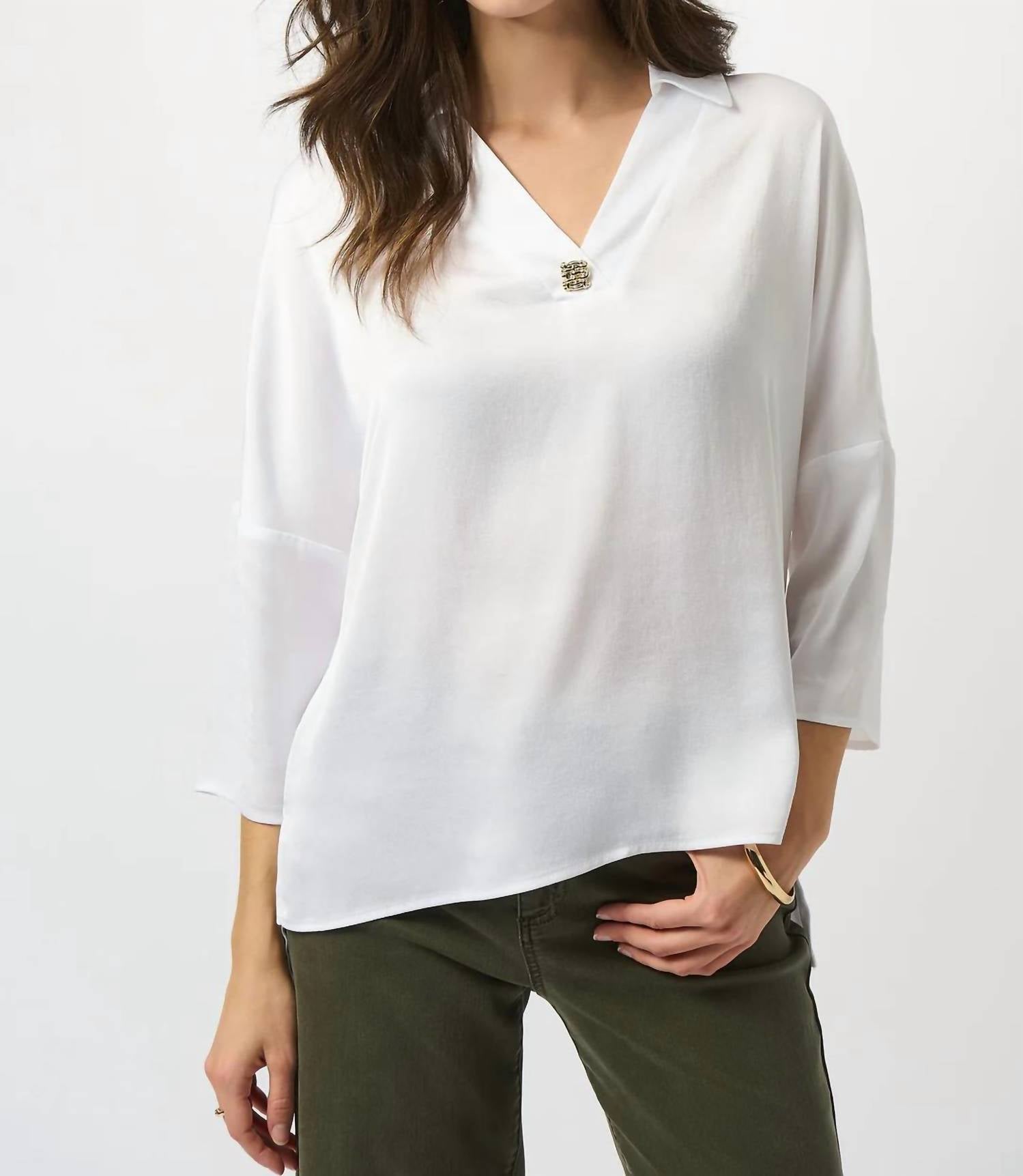 Joseph Ribkoff - V-neck Collar Long Sleeve Top