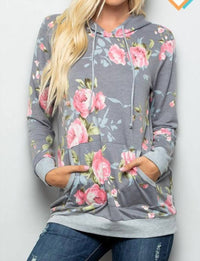 Heimish Usa - Floral hoodie with Kangaroo Pocket