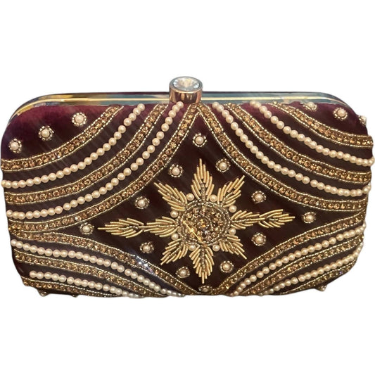 Carrier Co. - Women's Embroidered Velvet Clutch Bag