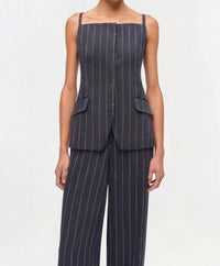 SIMKHAI Edie Square Neck Top in midnight stripe - women's shirt