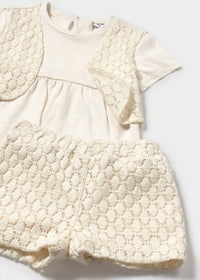 Mayoral - Girls' 2-in-1 Crochet Short Set