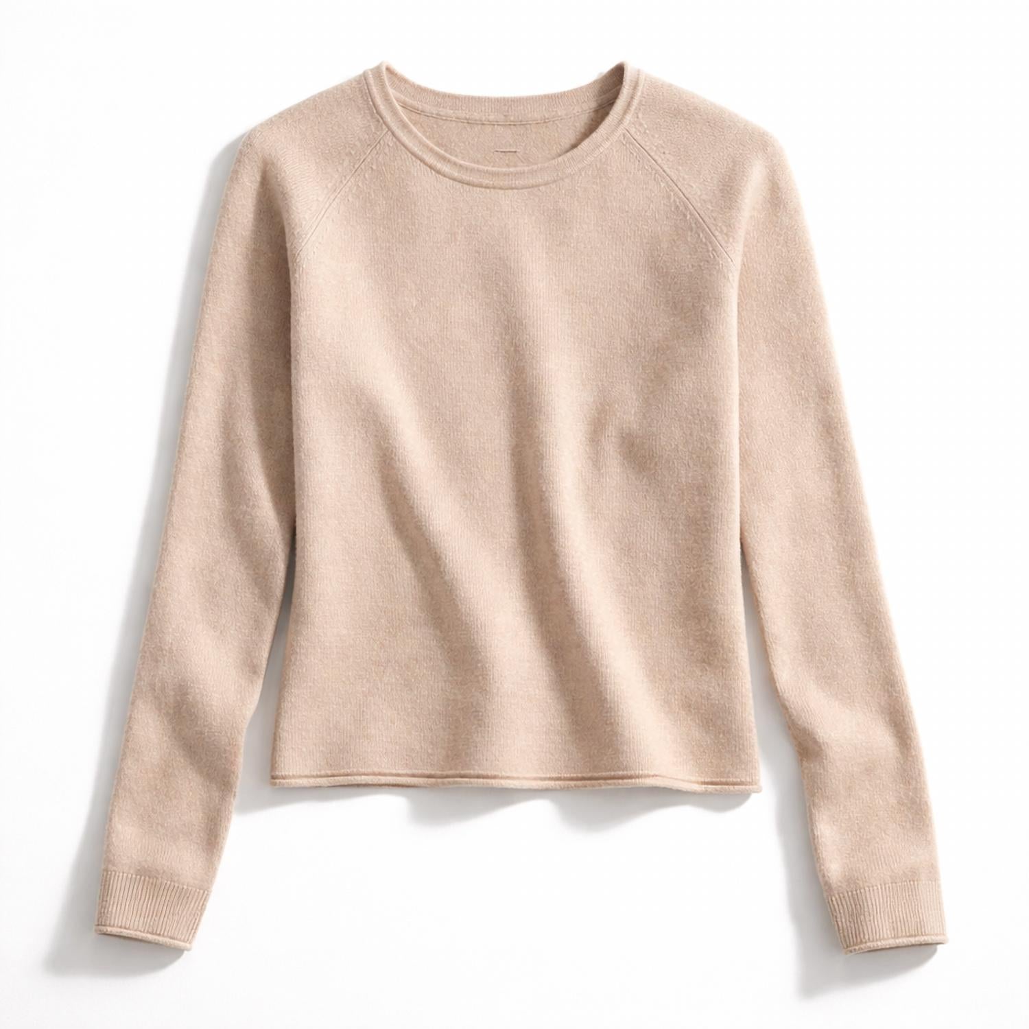 Minnie Rose - Southern Cashmere Raglan Crew With Rolled Trims Sweater