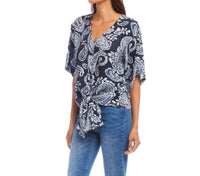 Karen Kane - Flutter Sleeve Tie Front Top