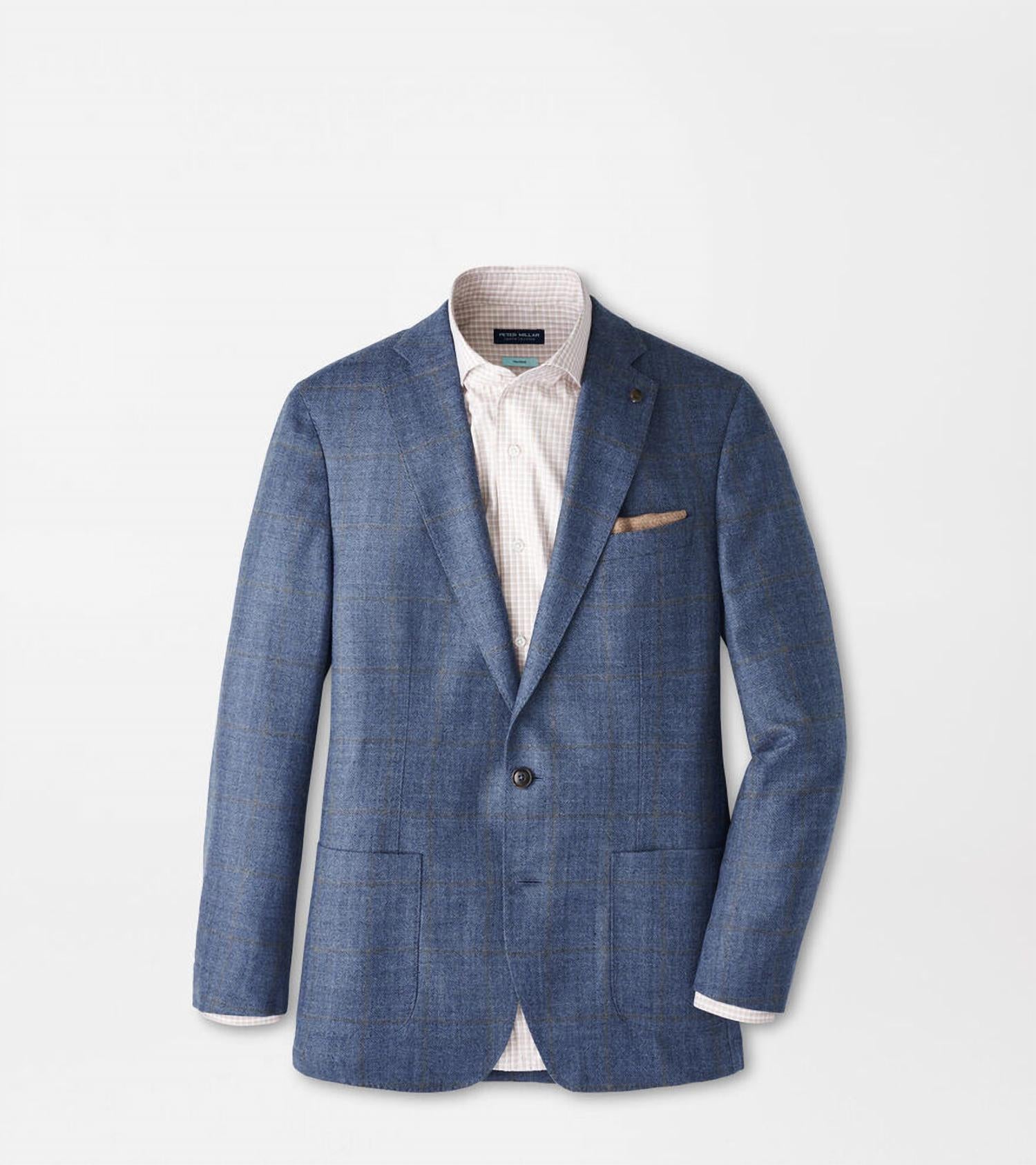 PETER MILLAR Delrose Plaid Soft Jacket in nebula blue - men's jacket - view 6