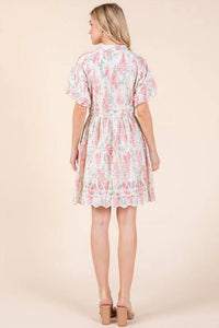 Geegee X Lovelo - Floral Eyelet Lace Mini Shirt Dress