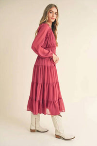 &Merci - Tiered Ruffle Sleeve Midi Dress