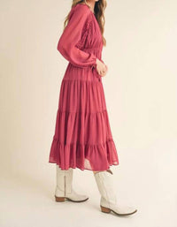 &Merci - Tiered Ruffle Sleeve Midi Dress