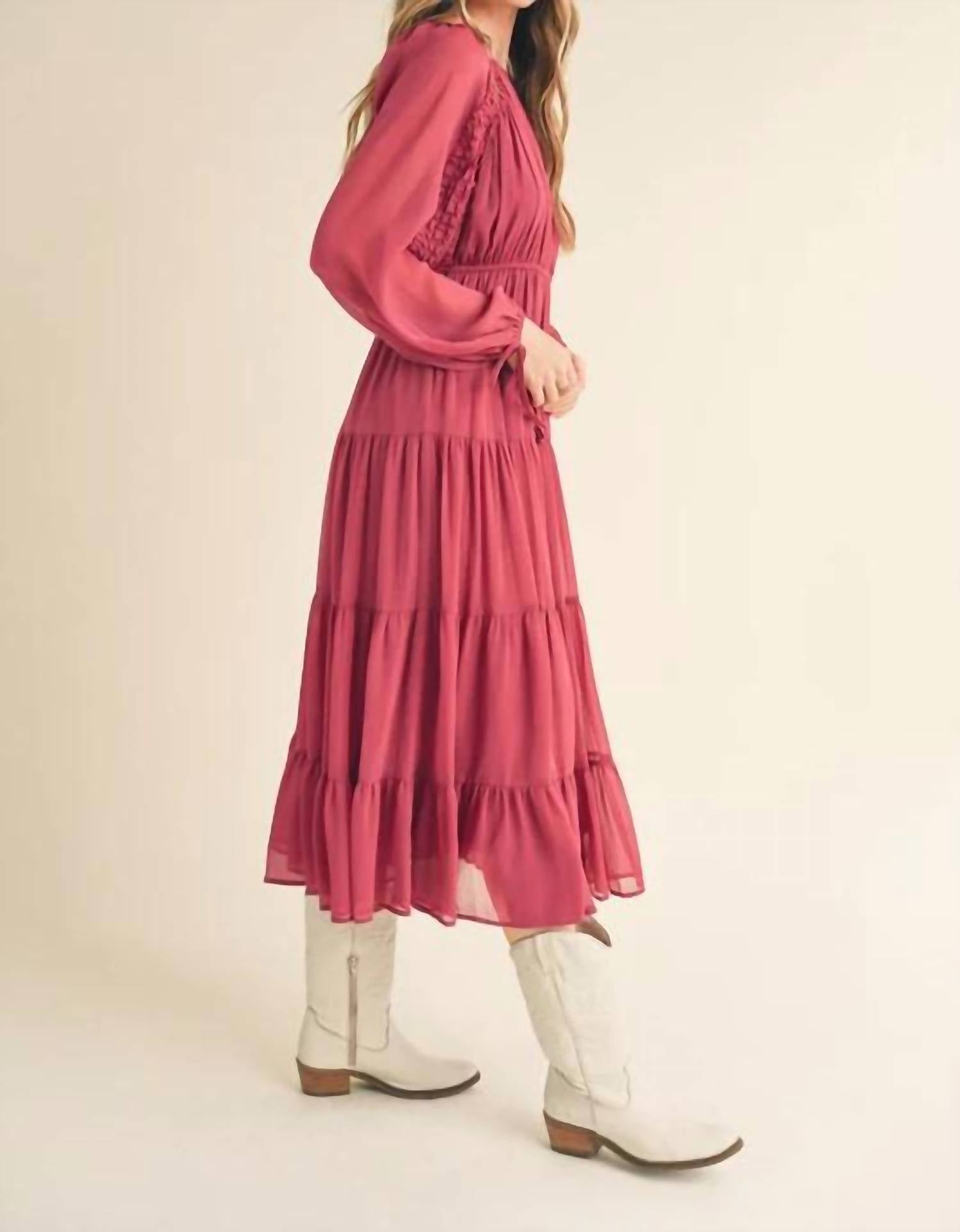 &Merci - Tiered Ruffle Sleeve Midi Dress
