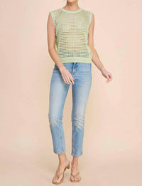 Allie Rose - Open Weave Foil Knit Crochet Tank Top