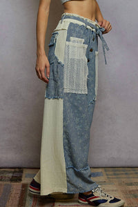 POL Stripe Patch Pants in denim - women's pants - alternate view