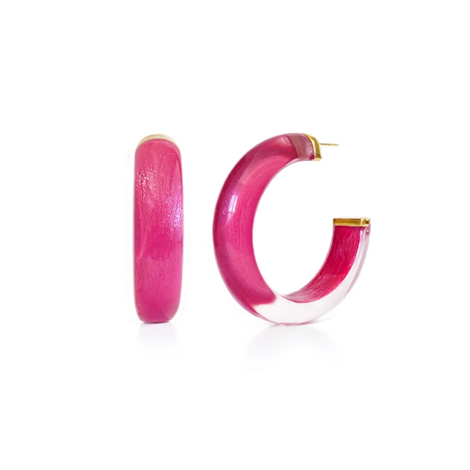 Gold & Honey - Women's Small Illusion Lucite Hoop Earrings
