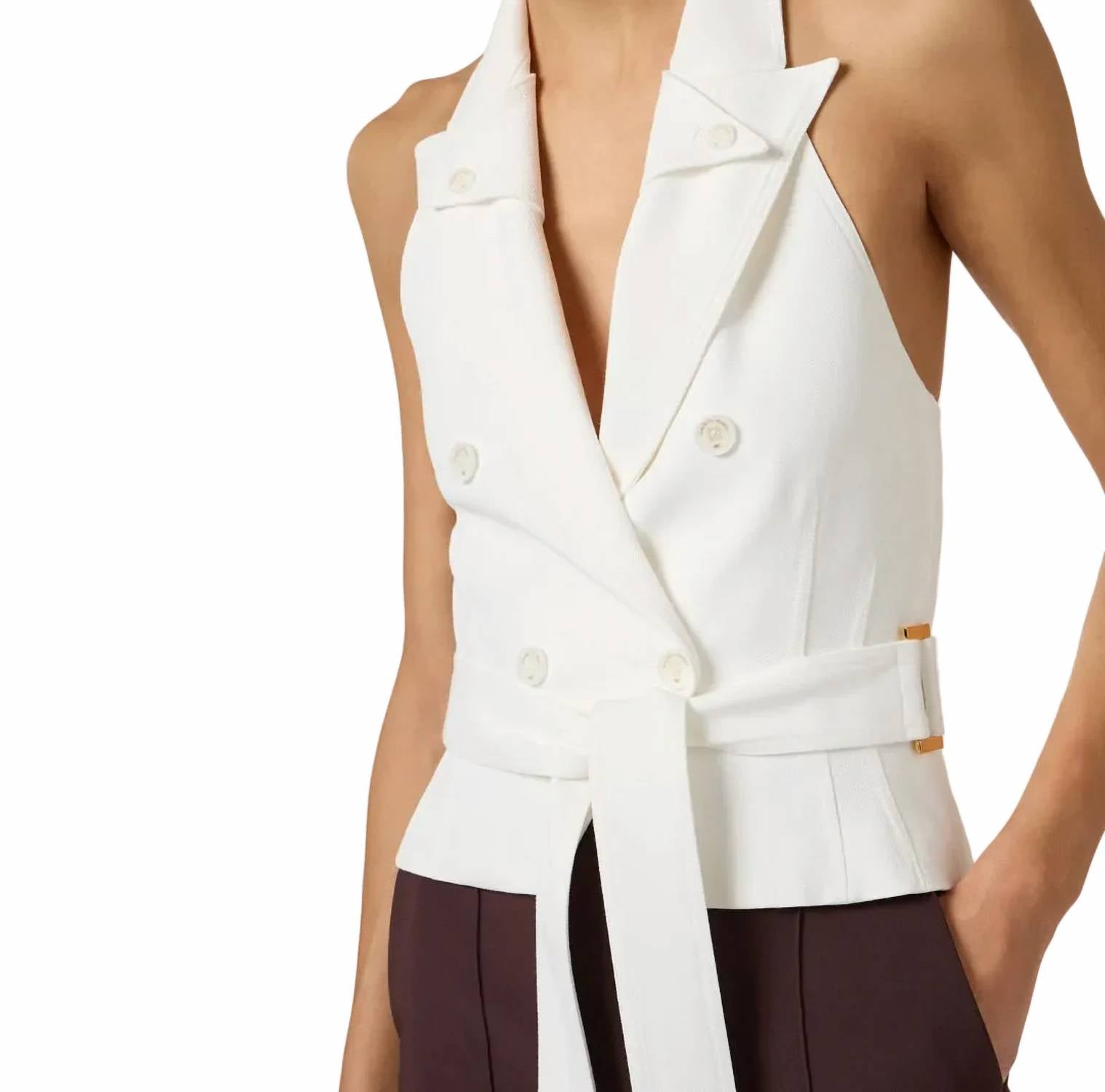 Elisabetta Franchi - Halter double breasted vest with belt