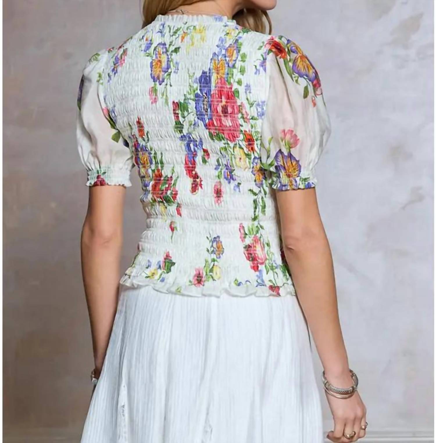 Current Air - Floral Print Split Neck Top
