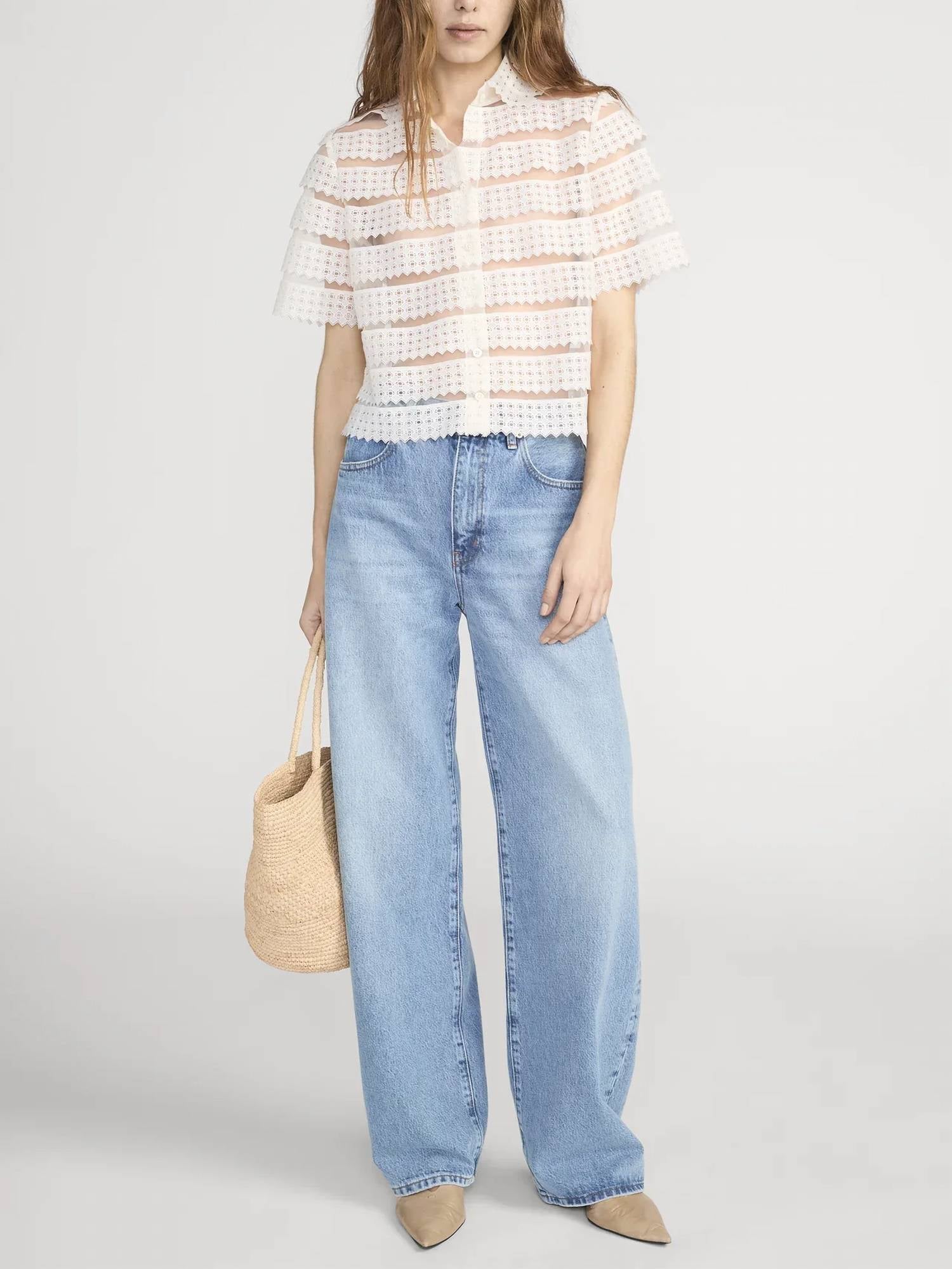 Frame - THE LATTICE CROCHET BLOUSE