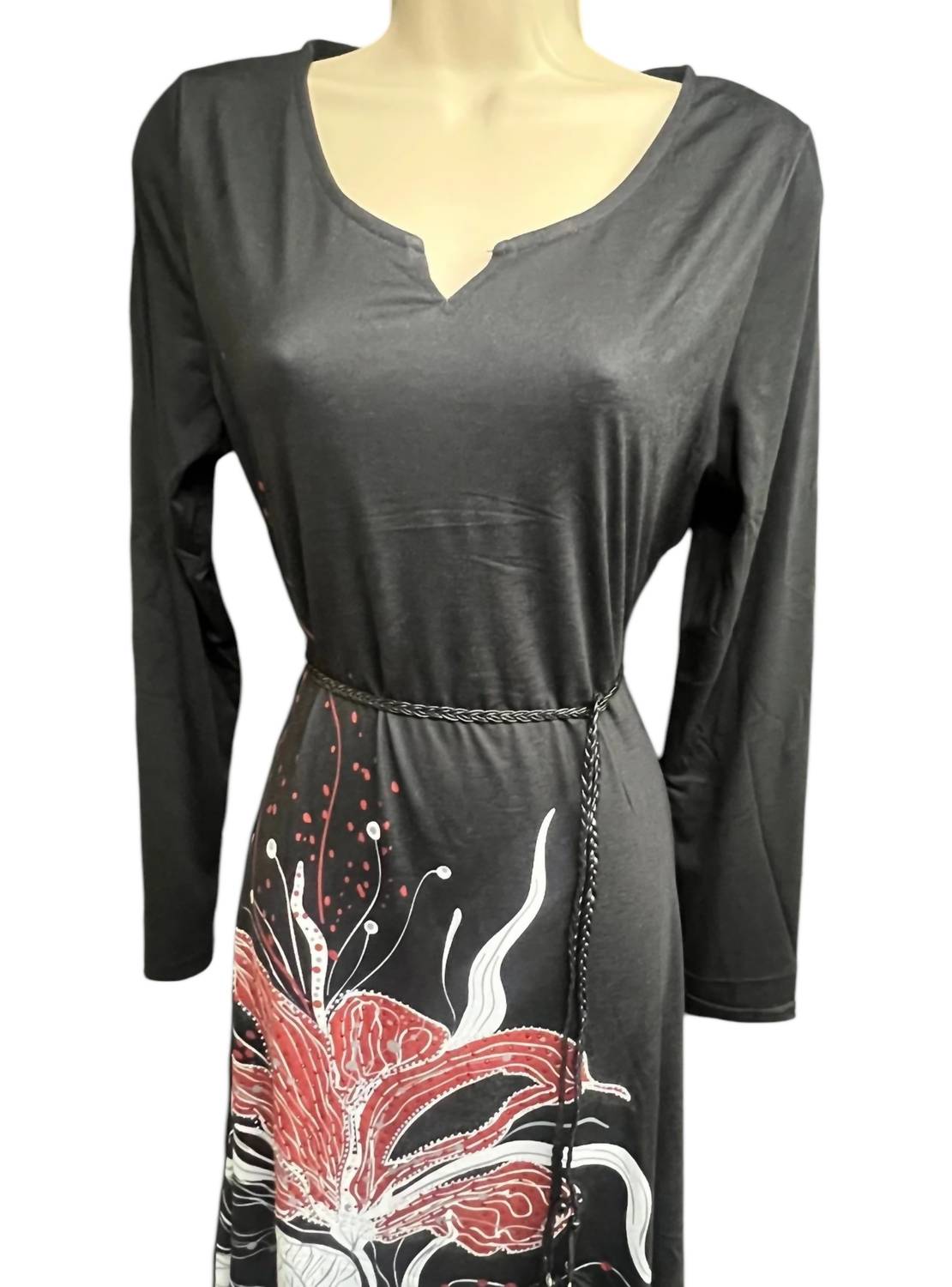 MICHAEL KORS Women's Belted Beauty Jersey Dress in rose black - women's dress - detail view