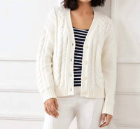 Karen Kane Cable Knit Cardigan Sweater in cream - women's cardigan - view 6