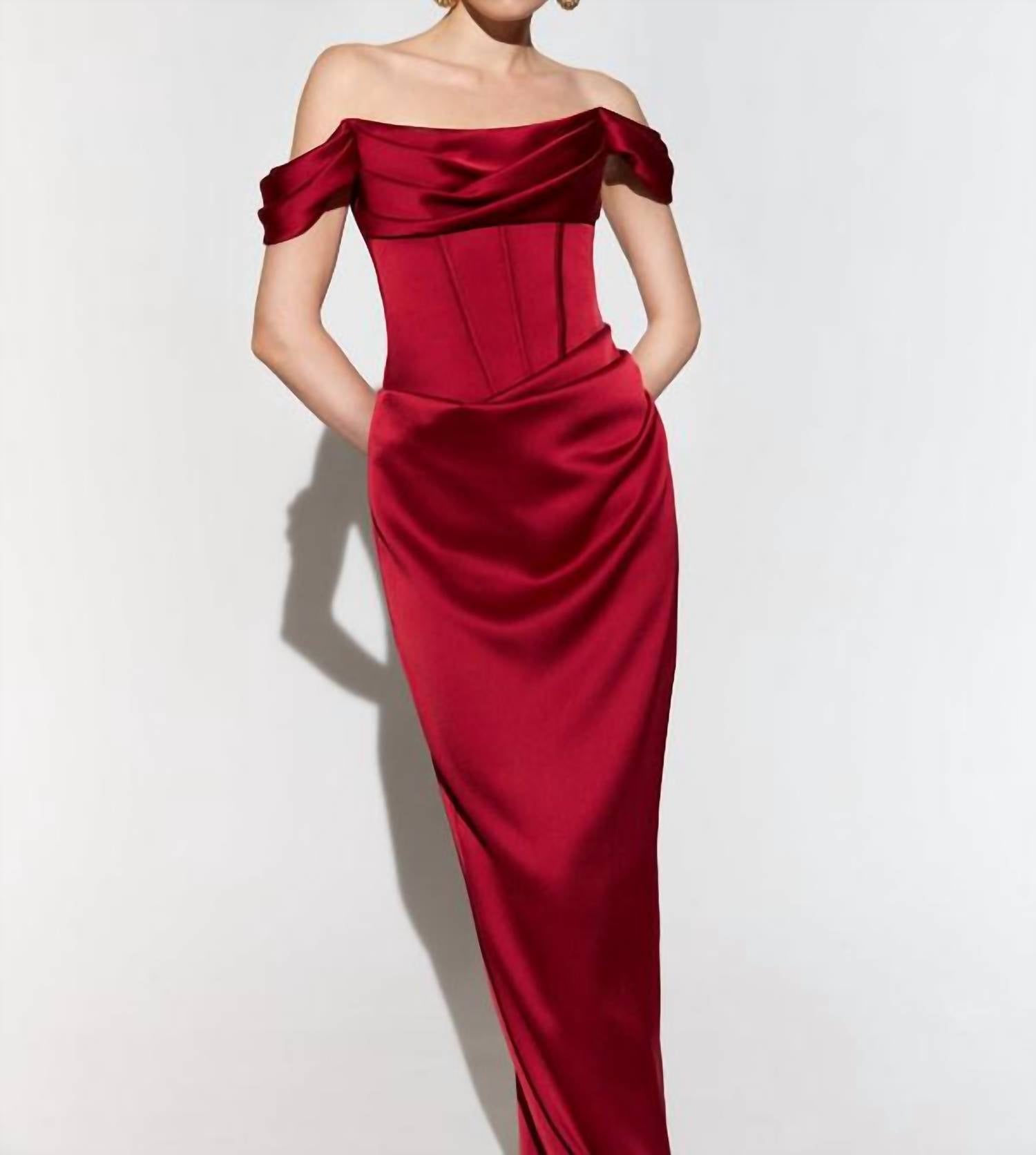 Off-the-Shoulder Draped Corset Gown