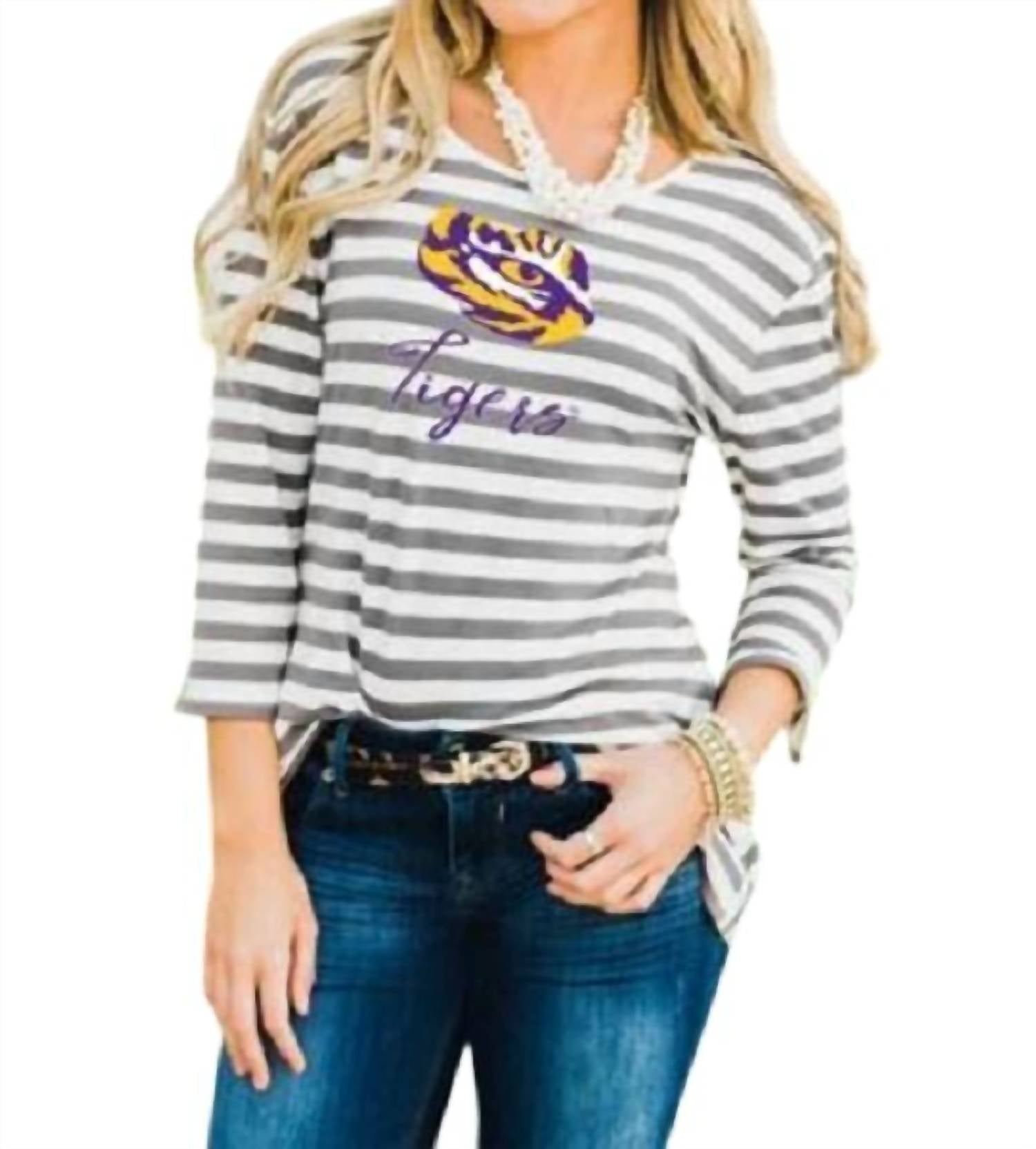 Gameday Couture - LSU Stay A While Top