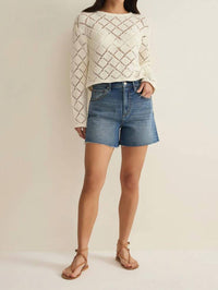 Z Supply Women's Hullen Diamond Crochet Sweater in white - women's sweater - alternate view