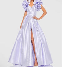 MAC DUGGAL Ruffle Flutter Sleeve Ball Gown in periwinkle - women's dress